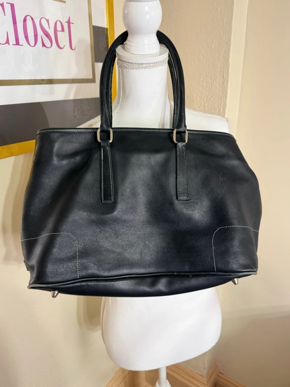 Vintage‎ Coach Black Leather Tote